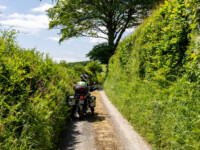 Eine ganz normale Nebenstrasse in Südengland. Diese Strassen wurden vom GPS bevorzugt ausgespuckt im 'kurvenreichen Modus'