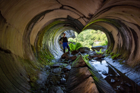 'Binoculars' Probebohrungen in der Abercwmeiddaw Slate Quarry, Corris Uchaf