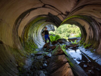 'Binoculars' Probebohrungen in der Abercwmeiddaw Slate Quarry, Corris Uchaf
